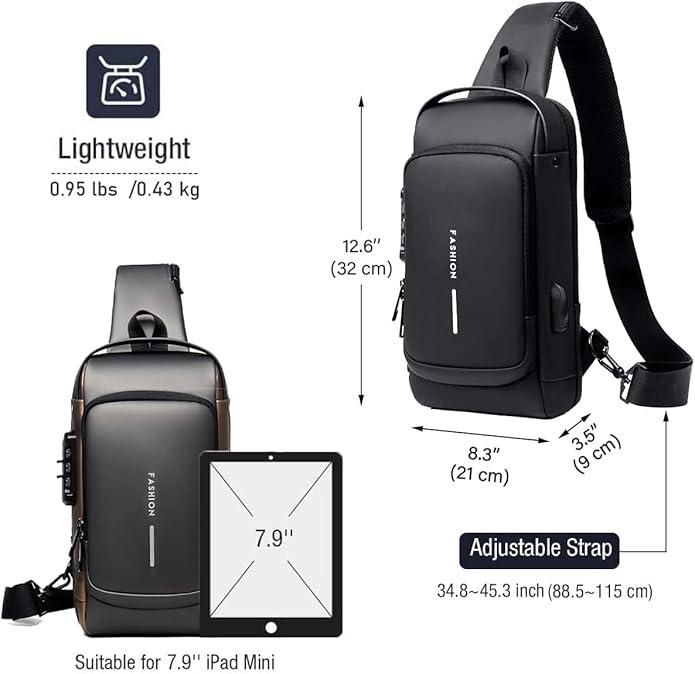 Anti-Theft Sling Bag with USB Charging Port