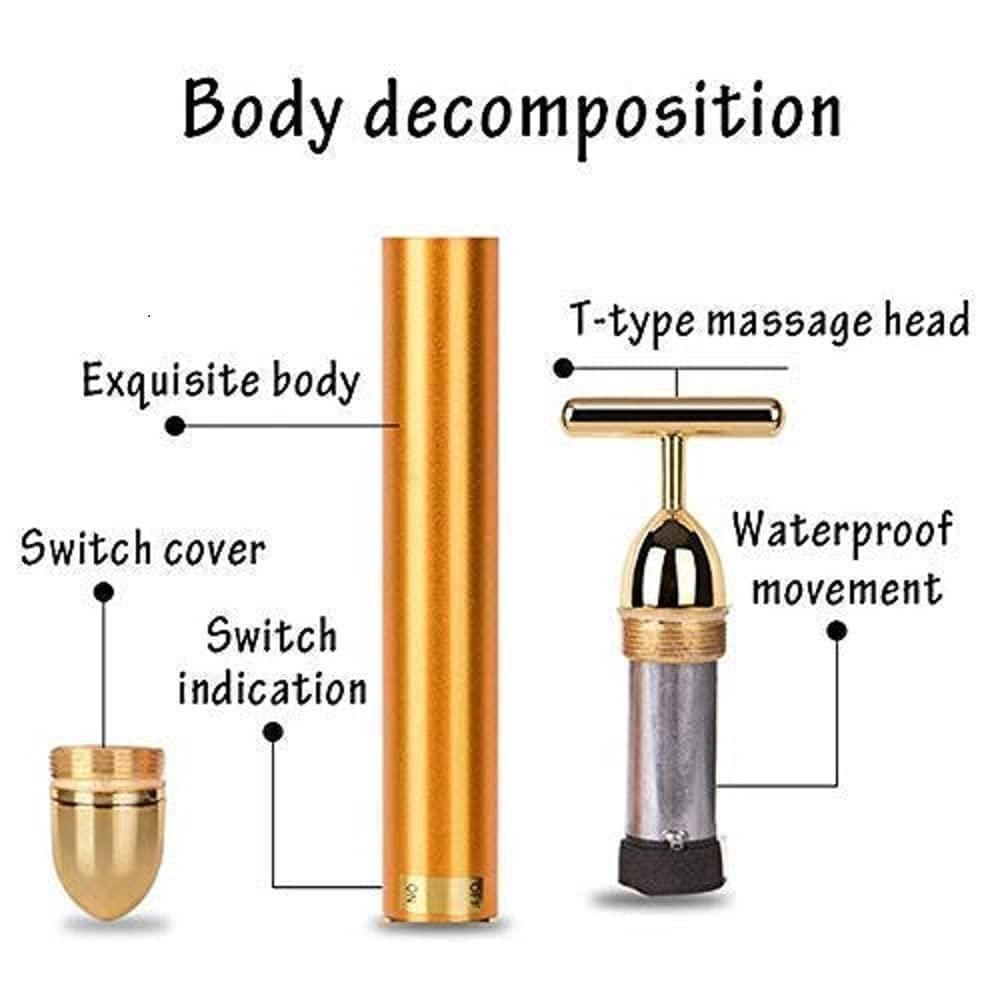 24K Gold electric energy beauty Bar Facial Massage Roller