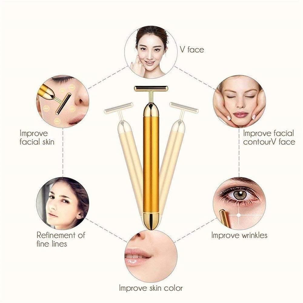 24K Gold electric energy beauty Bar Facial Massage Roller