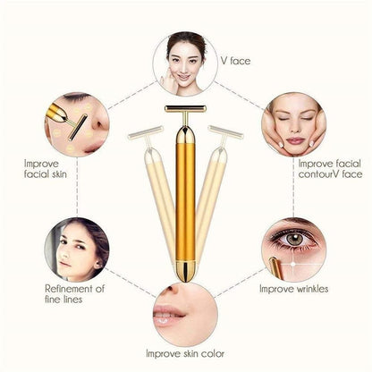 24K Gold electric energy beauty Bar Facial Massage Roller